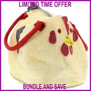 Rubber Chicken Purse Handbag, 10x7.5x10 Inches, Easy-Clean Fun Gift